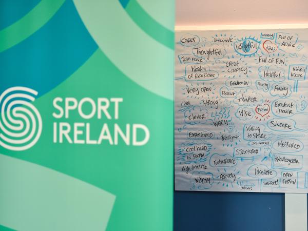 sport ireland branding and words associated with managers