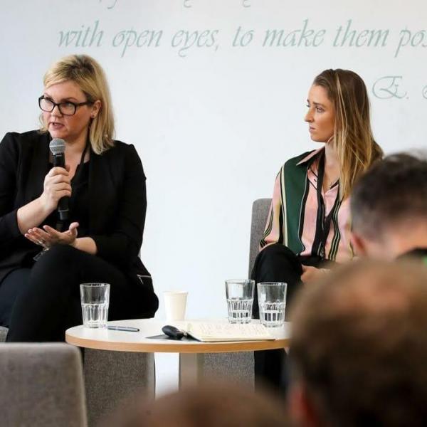 EY staff members and Irish international hockey stars give a talk about their experience