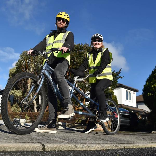 WIS Marian Moloney on her tandem bike