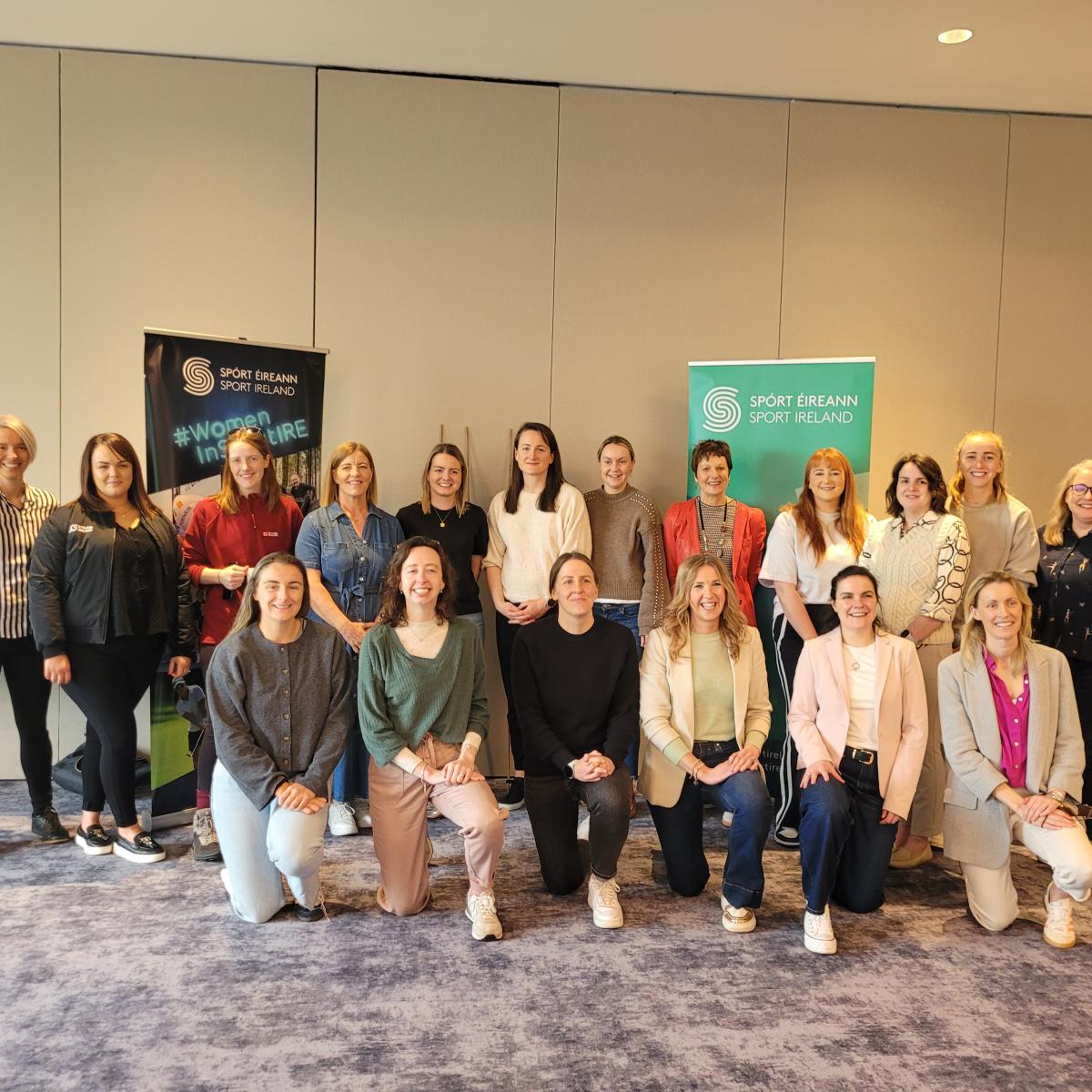 Group of participants starting the Women in Sport Leadership Programme.