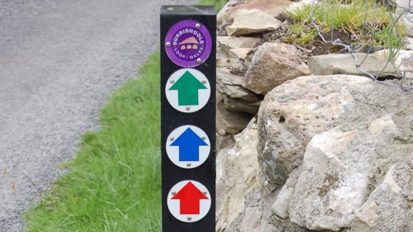 Way markers on a walking trail