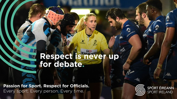 Female rugby referee during a game