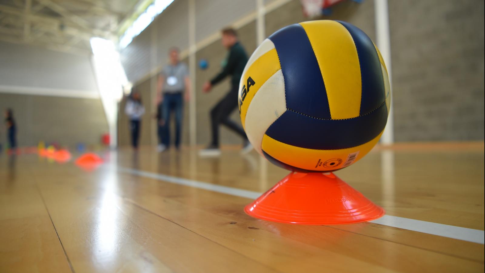 image of a ball in a sports hall