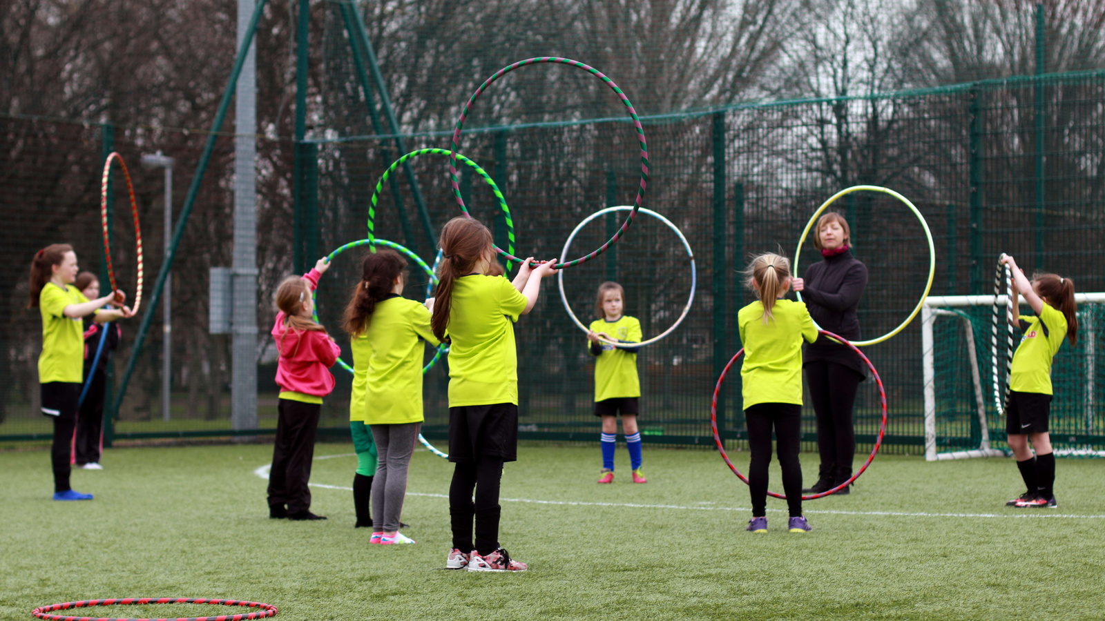 Children playing with Hoola Hoops